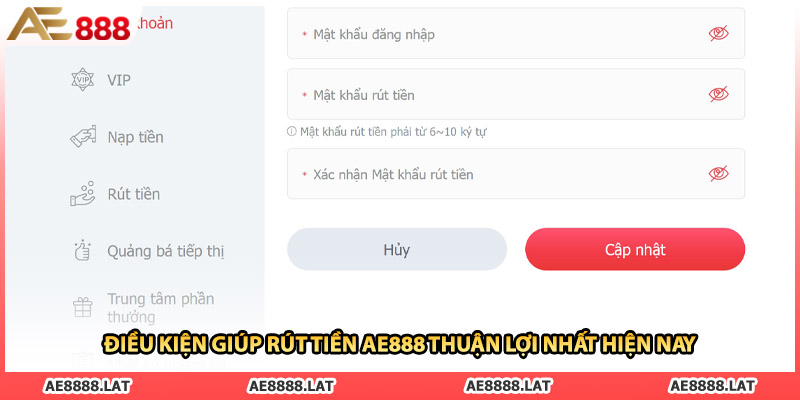 Điều kiện giúp rút tiền AE888 thuận lợi nhất hiện nay